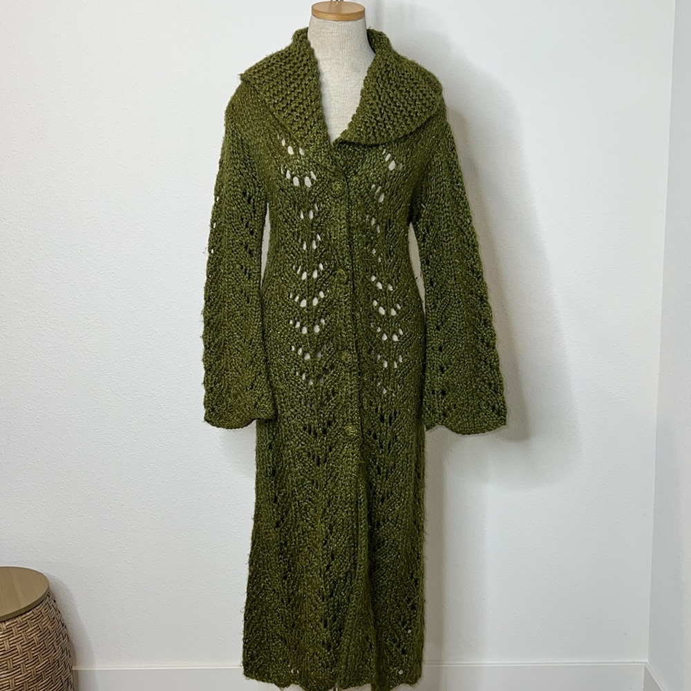 🔹 PowWow Shawl Collar Knit Sweater Duster